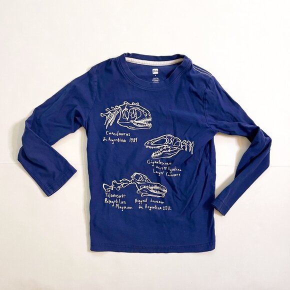 Tea Collection Blue Dino Glow Tee, Size 8 - Picture 2 of 5
